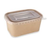 1000ml Rectangular Kraft Boxes with Clear Lids - 300 containers and lids